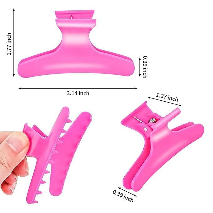 Ondder 48 Pcs Hot Pink Butterfly Hair Clips for Styling and Sectioning - Pro Claws Clamps for Cutting, Coloring - Hair Accessories for Women Girls