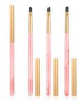 3PCS Nail Polish Clean Up Brush, Round&Falt&Angled Acetone Resistant Nail Brush for OPI Nail Polish Remover, Fingernail Cleaning Brushes at Home Nail Art and Designs(Emerald Pink)