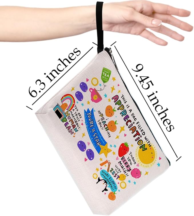 Teacher Appreciation Gifts Funny Makeup Bag Friendship Gifts for Women Female Teacher Social Worker Coworker Mom Mentor Inspirational Gift Thank You Gifts Cosmetic Bag Graduation Birthday Gift