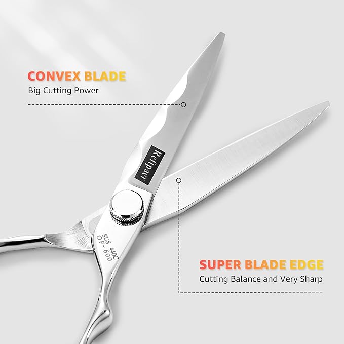 Professional Hair Cutting Shears -SUS440C Stainless Steel Barber Scissors with Ergonomic Handle,Ultra Sharp Blades for Salon (Modern, 6.0)