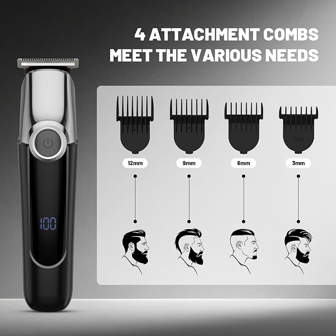 Mens Hair Clippers, Cordless Beard Trimmer Set Waterproof Versatile Nose Hair Trimmer for Men Temple, Groin, Nose, Ear Hairs, Hair, Beard, Body Professional Manscaper Rechargeable Shaver Man Gift