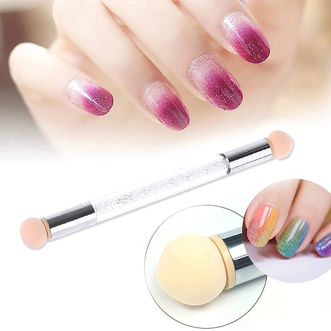 WOKOTO 3 Pcs Nail Ombre Brushes For Nail Art Brushes Set With 8 Addtional Nail Sponges Set Ombre Nail Brushes For Acrylic Application Gradient Gel Ombre Brushes Nails Nail Acrylic Brushes Set