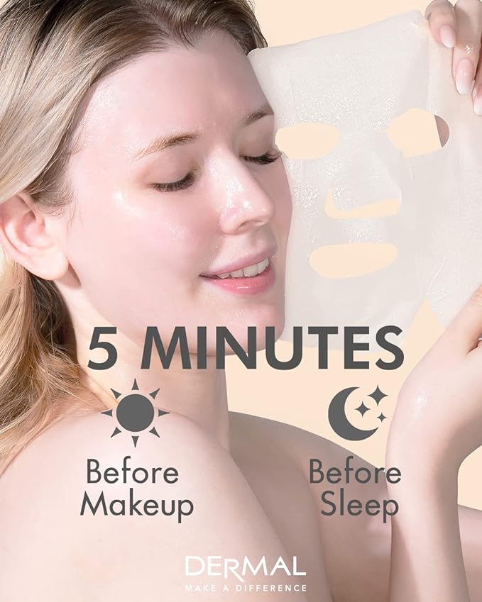 DERMAL 48 Combo Pack Made in Korea Facial Mask – 20+ Years of K-Beauty Experience, Premium Quality Korean Sheet Masks for Daily Skincare Routine