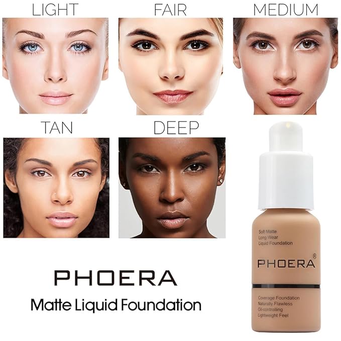 2 Pack PHOERA Foundation,Flawless Soft Matte Liquid Foundation 24 HR Oil Control Concealer Foundation Makeup,Full Coverage Foundation for Women and Girls (102 Nude)
