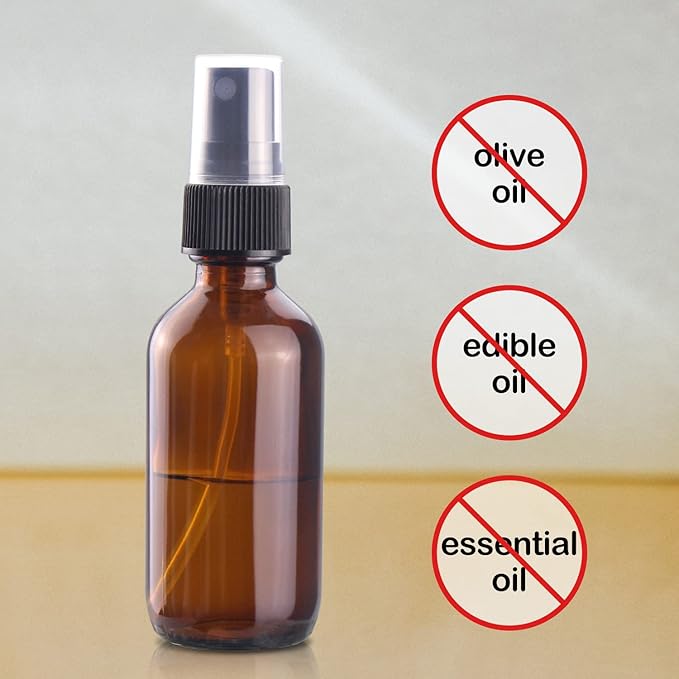 Wedama 2 oz Mini Glass Spray Bottles, Empty Small Spray Bottles with Funnel Dropper, Fine Mist for Hair, Travel, Plants, Cleaning Solutions and Skin Care (4 Pack Amber)