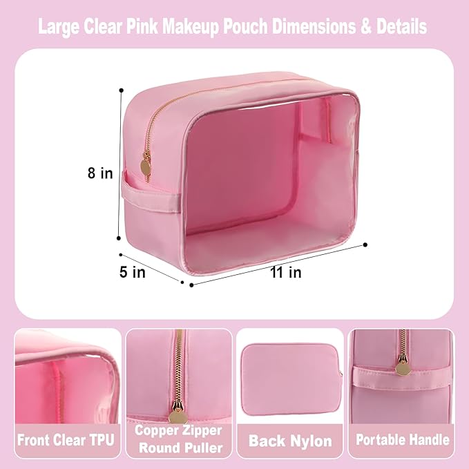 Travel Essentials Makeup Bag for Women Water-resistant Toiletry Organizer Nylon Cosmetic Pouch Preppy Stuff