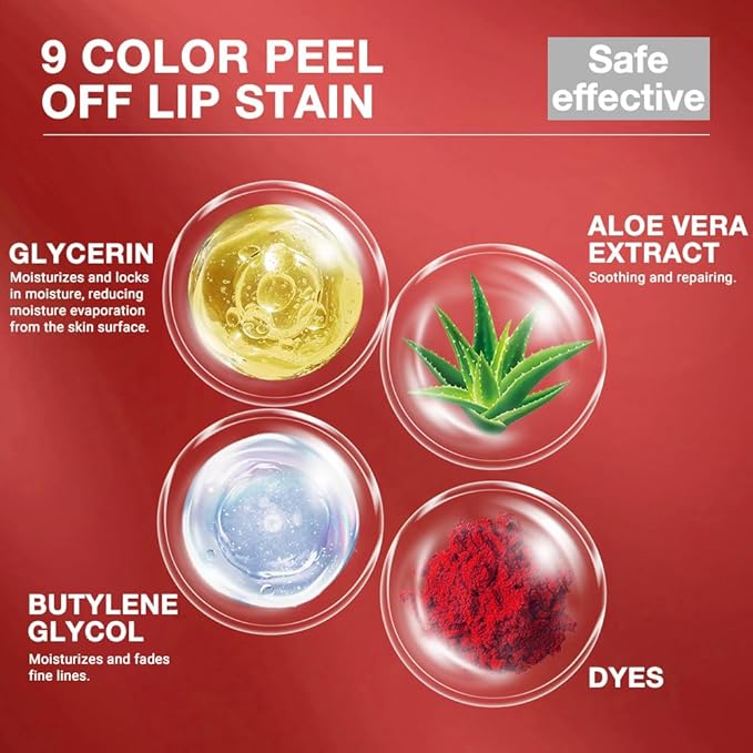 evpct Lip Tains Peel off, Peel off Lip Liner Tattoo Lip Stain Tint Gloss Marker Makeup, Long Lasting Waterproof 24 Hours Matte Finish Transfer-proof Pigmented Color Stay Lipsticks, 120 Light Red