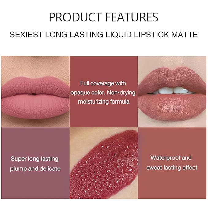 3Pcs Nude Matte Lipstick Set, Ice Cream Velvet Smooth Matte Lip Gloss, 24 Hour Natural Long Lasting & Nourishing Lip Glaze Non-stick Cup for Women Makeup (Set C)
