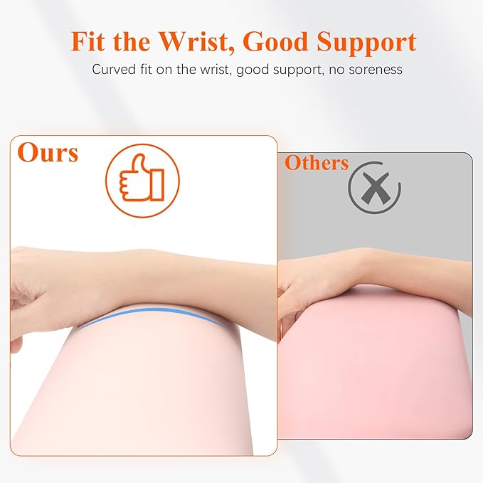 Erasable Arm Rest for Nails Tech, Luxury Nail Arm Rest Pink Manicure Hand Rest for Nails Tech with Non-Slip Aluminum Alloy Legs, Cleanable Technology Leather