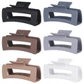 4 Inch Big Hair Claw Clips 6 Pcs Large Claw for Thick Hair Square Hair Clips for Women Rectangle Hair Clips Nonslip Acrylic Banana Jaw Clips Hair Accessories for Girls (Brown Grey)