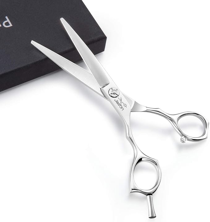 JASON 6 Inch Left Handed Barber Hair Cutting Scissors Professional Salon Shears Razor Edge Hairdressing Scissor Japanese Stainless Steel Reversible Haircut Shear for Men Women Christmas Gift