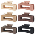 4 Inch Big Hair Claw Clips 6 Pcs Large Claw for Thick Hair Square Hair Clips for Women Rectangle Hair Clips Nonslip Acrylic Banana Jaw Clips Hair Accessories for Girls (Coffee)