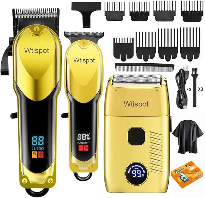 Hair Clippers Set for Men,Hair Clipper Trimmer with LED Display, Professional Cordless Hair Clipper Shaver Beard Trimmer, Hair Cutting Machine for Men, Holiday Gift for Father's Day Gift(with Apron)