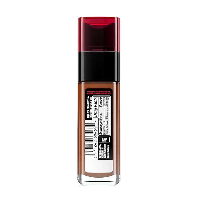 L'Oreal Paris Makeup Infallible Up to 32 Hour Fresh Wear Lightweight Foundation, 520 Sienna, 1 Fl Oz, Packaging May Vary