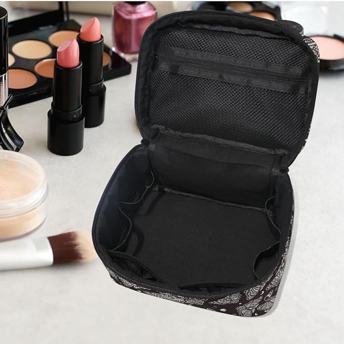 Makeup Bags, Gothic Moth Skull Moon Esoteric Makeup Organizer Bags Toiletry Bag Box Travel Cosmetic Bag Make Up Train Case for Women Teen Girl Ladies