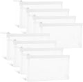 8 Pack Mini Zipper Mesh Makeup Bags, Nylon Cosmetic Bags Toiletry Purse Travel Organizer Bags Inside Bag for Office Travel Organization (Widened-White, M)