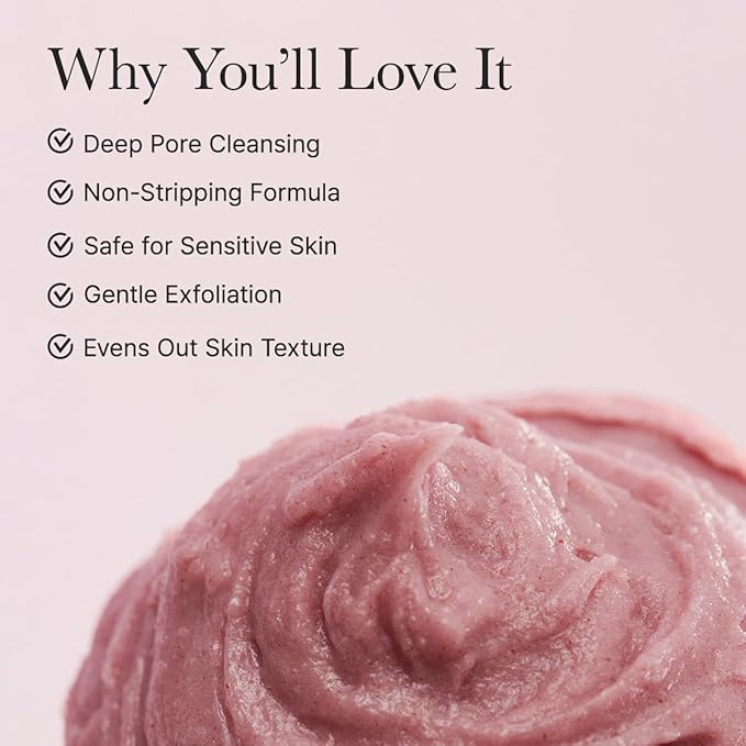 Arencia Rosehip Brightening Rice Mochi Face Cleanser & Daily Scrub - Moisturizing, Exfoliating & Deep-Cleansing - All Skin Types with Rice Powder & Rice Water (4.23oz)