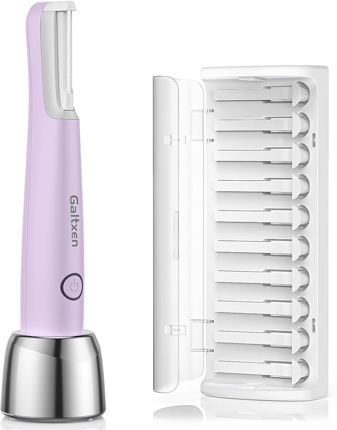 Sonic Dermaplaning Tool for Women, Rechargeable Face Dermaplane Razor Sonic Edge Technology for Facial Hair, Exfoliating and Peach Fuzz, 10 Refill Blades Purple