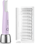 Sonic Dermaplaning Tool for Women, Rechargeable Face Dermaplane Razor Sonic Edge Technology for Facial Hair, Exfoliating and Peach Fuzz, 10 Refill Blades Purple