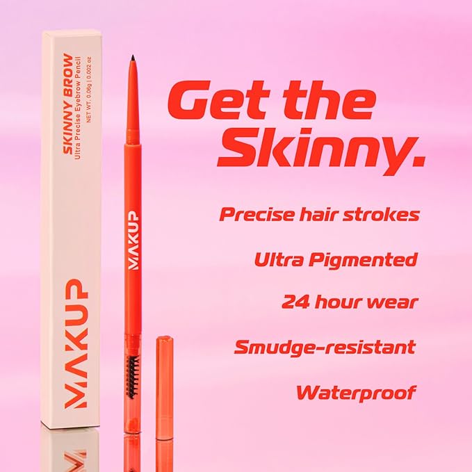 Makup Beauty Skinny Brow - Ultra Thin Eyebrow Pencil, Waterproof, Precise Micro Brow Pencil creates Hair-like Strokes for Full, Natural Brows Medium Dark Brown (Brunette)