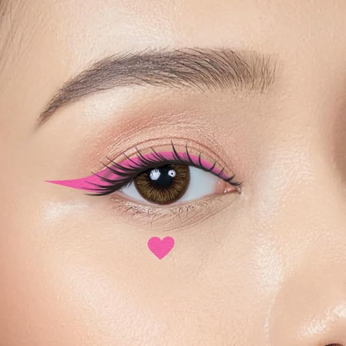2-in-1 Eyeliner Stamp, Pigmented Intense Black Formula, Smudge-Budge Proof, Sweatproof, 24 Hour Stay Eyeliner Stamp Star Butterfly or Heart (Pink Heart)