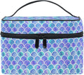 Mermaid Makeup Bag, Watercolor Rainbow Scales Mermaid Makeup Organizer Bags Toiletry Bag Box Travel Cosmetic Bag Make Up Train Case for Women Teen Girl Ladies
