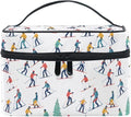 Makeup Train Case Winter Sports Skiers Carrying Portable Zip Travel Cosmetic Brush Bag Organizer Large for Women