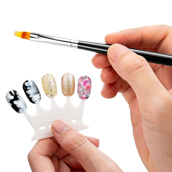 WOKOTO 3 Pcs Nail Ombre Brushes For Nail Art Brushes Set With 8 Addtional Nail Sponges Set Ombre Nail Brushes For Acrylic Application Gradient Gel Ombre Brushes Nails Nail Acrylic Brushes Set