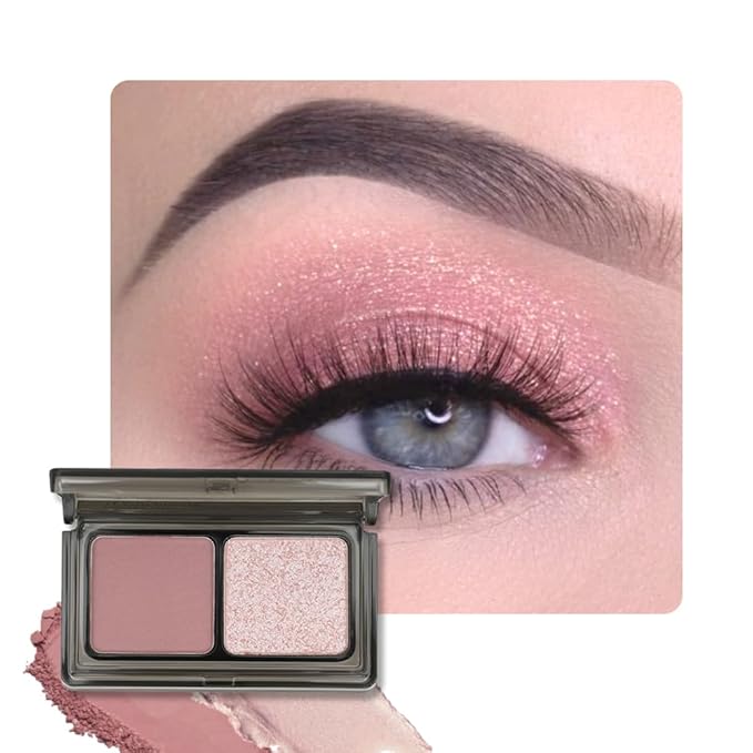 AMY'S DIARY 2 Color Mauve Rose matte +Champagne Pink Shimmer matte taupe Eyeshadow Palette – Rose Pink eye shadow for Eye Makeup, Long-Lasting & Highly Pigmented, Vegan & Cruelty-Free