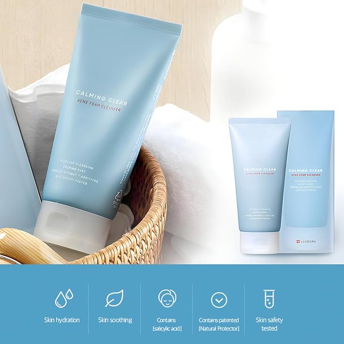 Leaders Calming Clear Acne Foam Cleanser – Gentle Deep Cleanser for Acne-Prone Skin, Acne Skin Care, Calms Redness & Irritation, Controls Excess Sebum & Exfoliate Dead Skin Cells 150ml (5.07 oz)