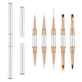 5Pcs Nail Art Bushes Set Double-Ended Professional Gel Polish Nail Art Design Painting Tools Nail Art Liner Brush (5/7/9/11/15/20mm) for Nails Detail, Long Lines, Ombre, Drawing(White)