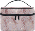 Makeup Bag, Rose Gold Leaves Travel Makeup Organizer Bag Cosmetic Cases Toiletry Bags for Girl Women Ladies