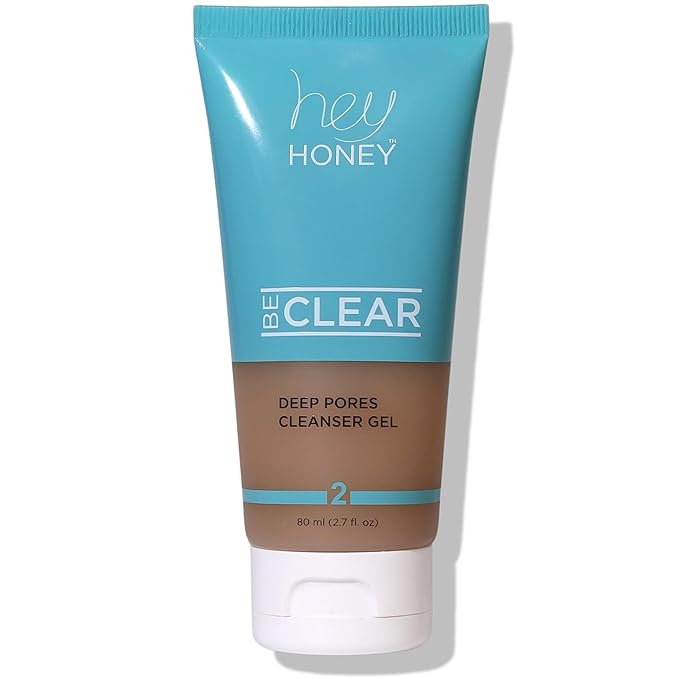 Hey Honey Skin Care Be Clear Acne Control Deep Pore Cleanser with Propolis, Tea Tree Oil & Green Tea | Pore Minimizer Face Wash for Oily Acne Prone Skin | 2.7 Oz