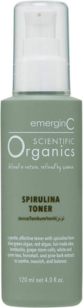 emerginC Scientific Organics Spirulina Toner - Gentle + Effective Toner for Face with Plant Stem Cells + Witch Hazel (4 oz, 120 ml)