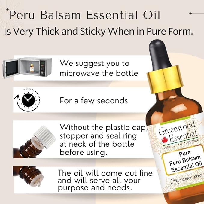 Greenwood Essential Peru Balsam Essential Oil (Myroxylon pereirae) Pure | Viscous Texture | Rich Aroma | Unisex | All Skin Types |Natural Extract Steam Distilled 30ml (1 oz)