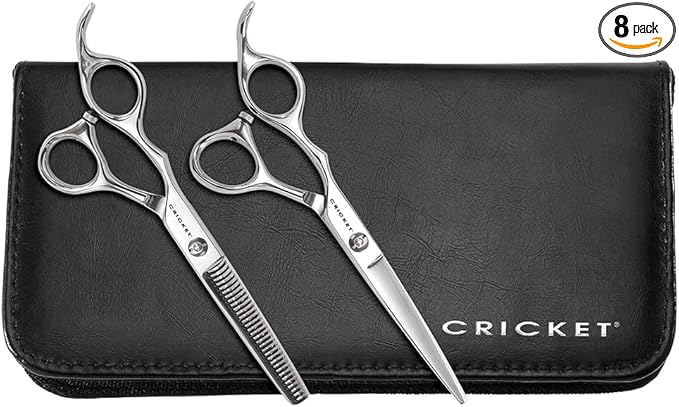 Cricket Shear Advantage Left-Hand Duo Professional Stylist 5.75" & 32T Stainless Steel Hair Cutting Scissors and Hair Thinning Shears Set, Lefty, Value Set with Case and Accessories
