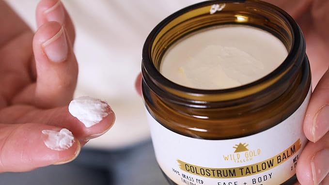 100% Grass Fed Tallow Balm with First Colostrum, Rose Oil & Emu Oil - Handmade in USA Whipped Beef Tallow for Face and Body, Beef Tallow for Skin Tallow Moisturizer (Mountain Rose) Scent