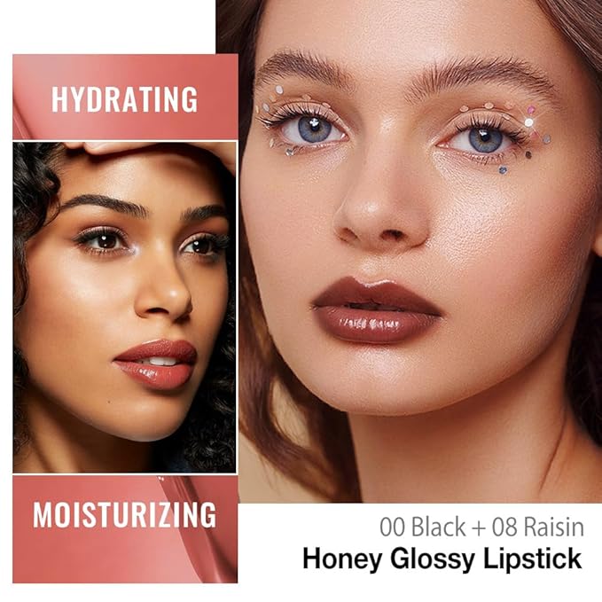 evpct 2Pcs Rose Girly Pink Honey Lipstick Tinted Lip Balm, Sheer Hydrating Shine Tinted Lipstick for Women, Moisturizing Lip Color, Nourishing Tinted Lip Balm Plumper Gloss Stain, Glossy Shiny Finish