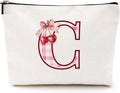 Initial Makeup Bag Monogram Cosmetic Bag Monogrammed Gifts for Women Girls Friends Coworker Sisters Personalized Travel Toiletry Bag Christmas Bridal Shower Wedding Bridesmaid Gifts, Cherry C