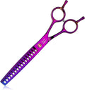 JASON 7.5" Dog Grooming Scissor - Professional Chunker Shear with Ergonomic Handle Japanese Stainless Steel Hair Scissor for Dogs, Cats and Other Pets, Sharp (Chunker, Purple) Christmas Gift