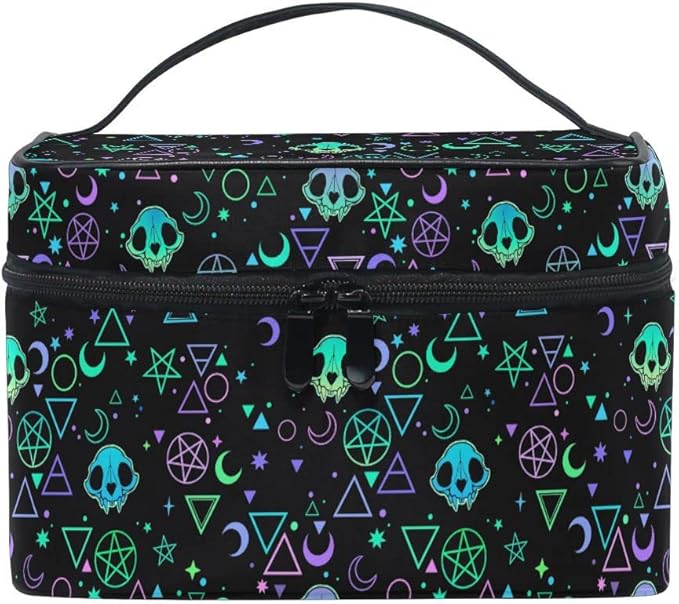 Goth Makeup Bag, Gothic Skull Makeup Organizer Bags Toiletry Bag Box Travel Cosmetic Bag Make Up Train Case for Women Teen Girl Ladies