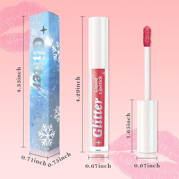AMY'S DIARY Glitter Liquid Lipstick, Shimmer Metallic Lip Gloss, Long-Lasting Waterproof Lip Color, High Shine Sparkle Makeup,Lip makeup for woman (Burnt Coral Glow5#)