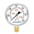 MEASUREMAN 2-1/2" Dial Size, Glycerin Filled Pressure Gauge, 0-6000psi/kpa by MEASUREMAN