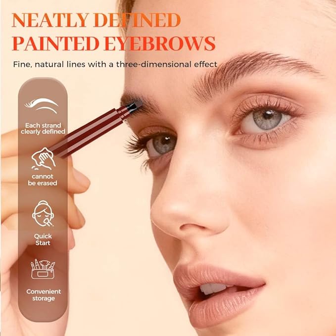 Microblading Eyebrow Pencils for Women,2026 Upgraded 3D Waterproof Eyebrow Pen,Long Lasting 4-Tip Brow Pencil, Eye Brow Pen for Natural Brows (Light Brown)