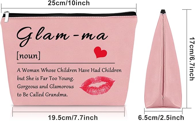 Sazuwu Grandma Gift from Grandchildren Makeup Bag Pink Gifts New Grandma Gifts from Friend Cosmetic Bag Nana Gifts from Grandkids New Grandmother Gifts First Time Mothers Day Gifts Travel Pouch