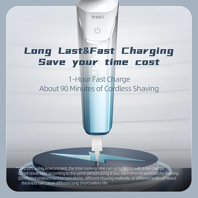 Men's Shaver Electric Rotary Razor 3D Floating Cutter Head Type-c One Hour Fast Charge Waterproof Razor with Led Display Wet Dry Shaving X3 Series Gift for Dad Husband Boy Friends