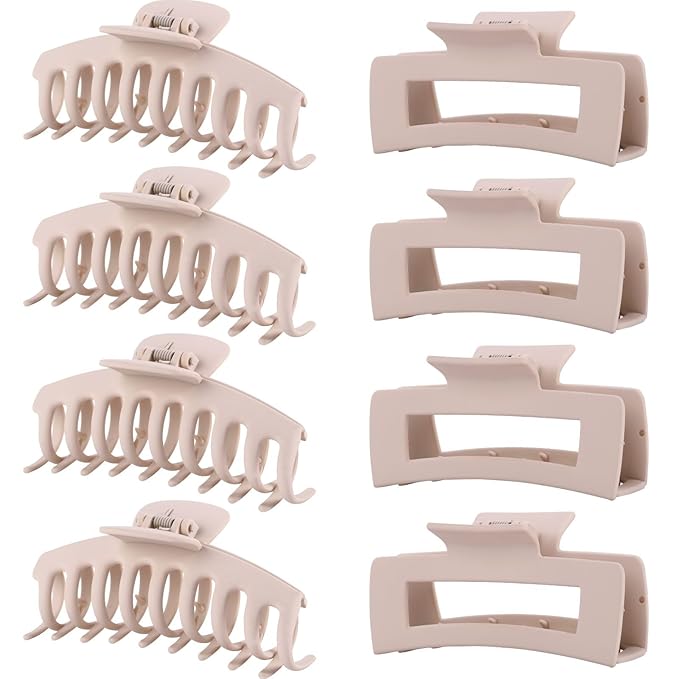 Blond Hair Clips for Women - 8 Pack 4.3 Inch Large Matte Banana Claw Clips for Women Thin Thick Curly Hair, Big Strong Hold jaw