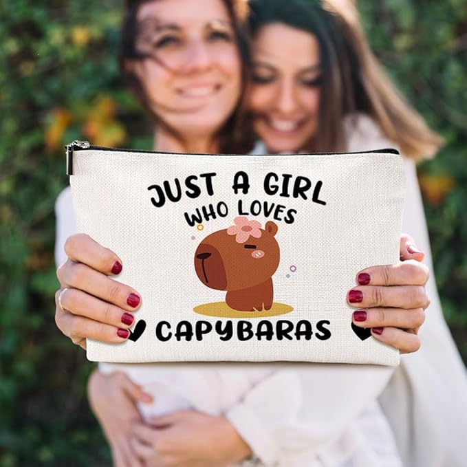 VICBOU Cute Capybaras Makeup Bag Capybara Gifts for Women Girls Capybara Stuff Merch Lover Funny Christmas Birthday Gifts for Teens Best Friend Daughter BFF Sister Who Loves Capybaras Cosmetic Bag