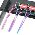 6.0 Inches Professional hair cutting thinning scissors set with razor (Rainbow)