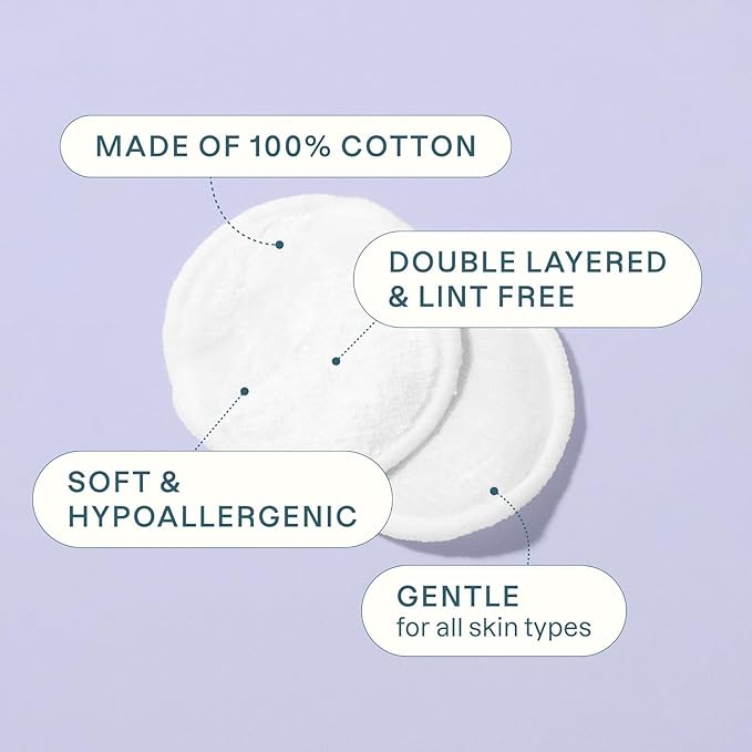 Cliganic Premium Cotton Rounds for Face (500 Count) | Makeup Remover Pads, Hypoallergenic, Lint-Free | 100% Pure Cotton (Packaging May Vary)